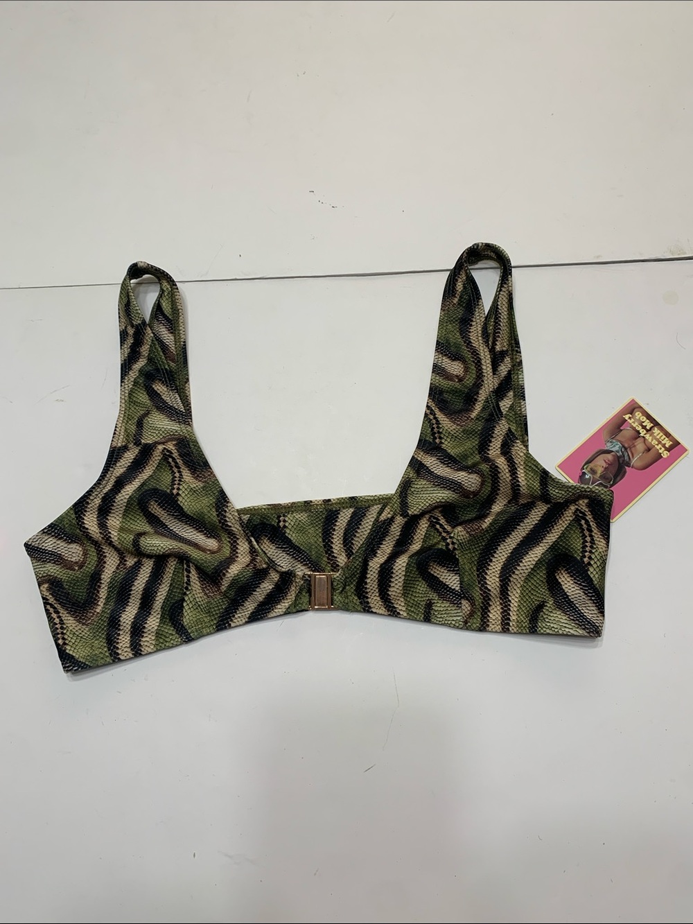 Strawberry Milk Mob Olive Green & Black Swirl Bikini Top